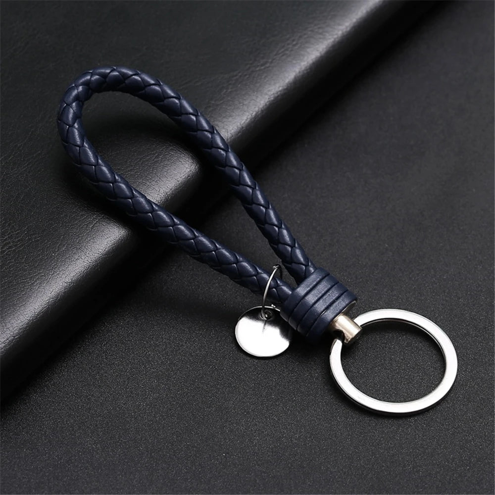 13 cm geflochtener PU-Leder Schlüsselanhänger – Farbiger Keyring für Damen & Herren, modisches Auto- & Taschen-Accessoire mit Metallring