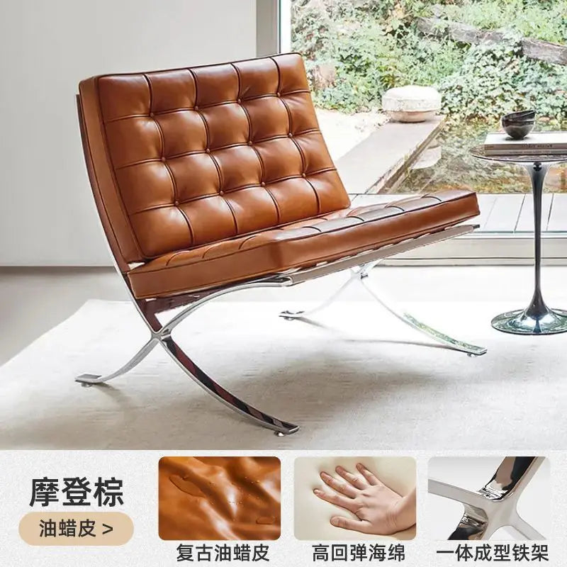 Barcelona Designer Einzelsessel – Italienischer Lazy Chair im nordischen Light-Luxury-Stil, moderner Relax-Sessel für Wohnzimmer & Lounge