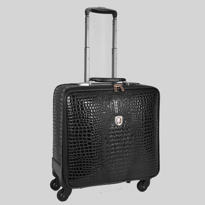 GraspDream Echtleder Kroko-Prägung Rolling Luggage – Luxus-Trolley 16/20/24 Zoll für Damen & Herren