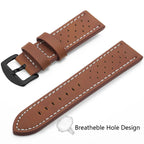 SAMCO Sport Vintage Leder-Uhrenarmband mit Edelstahlschließe - Correa de reloj clásica 18 / 20 / 22 / 24 mm para brazaletes