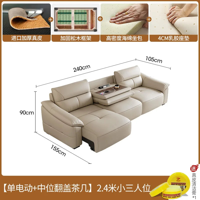 Leder Schlafsofa 2025 – Intelligentes elektrisches Sofa Bett für kleine Wohnungen, multifunktionales Faltsofa im Light-Luxury Design
