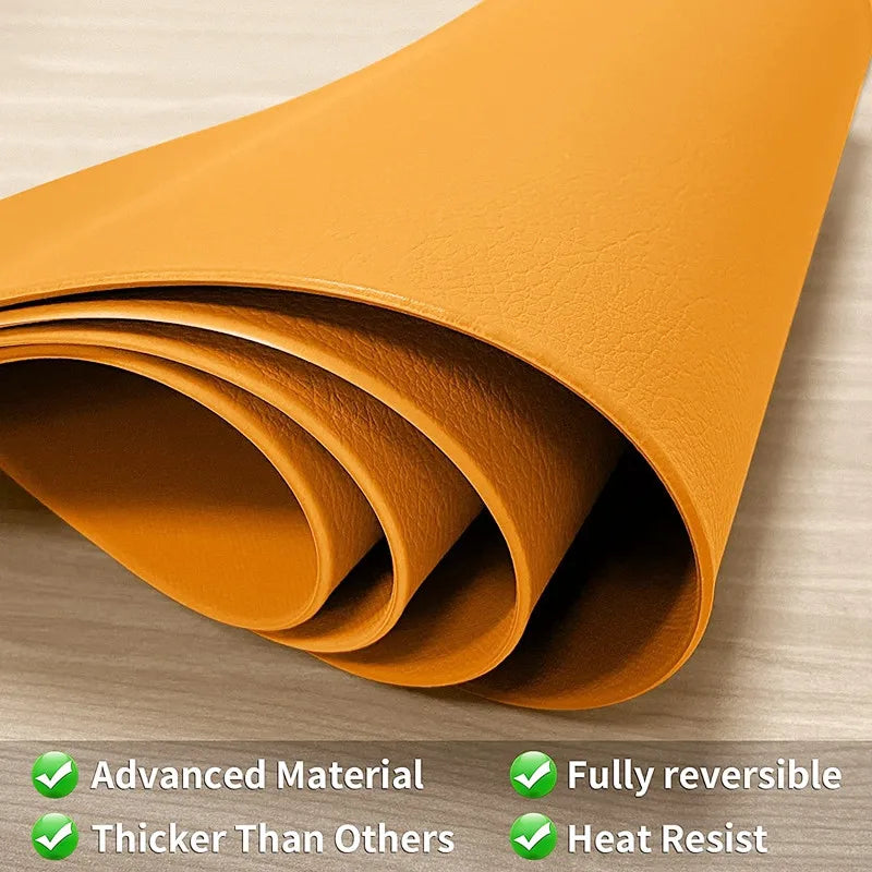 Orange Tischset &amp; Untersetzer Set aus PU-Leder – Öl- &amp; Wasserabweisende Platzsets in unregelmäßiger Form für Küche, Esstisch &amp; Café