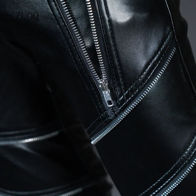 Pantalons de motard skinny en cuir pour hommes - Pantalons de moto et de club avec coupe slim pour tous les vêtements, vêtements et loisirs
