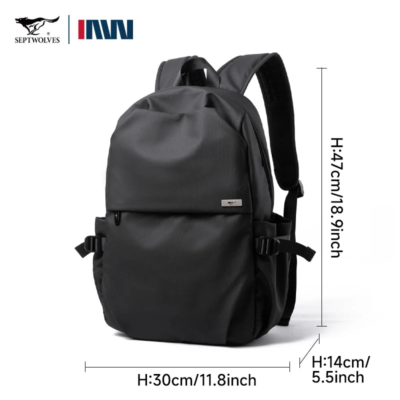 Septwolves Mochila para ordenador portátil de 16 pulgadas – Wasserdicht, mochila escolar y de negocios de cuero de PVC para hombres y mujeres 