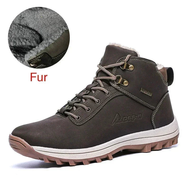 DEKABR Herren Winter Boots – Handgefertigte Schneestiefel aus echtem Leder mit Fell, Wasserdicht, Hoher Schaft, Größen 39-48
