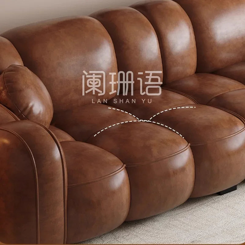 Cloud Designer Sofa im nordischen Stil – Modernes Lounge-Sofa mit Oil-Wax-Leder, minimalistisches Relax-Sofa für Wohnzimmer & Loft