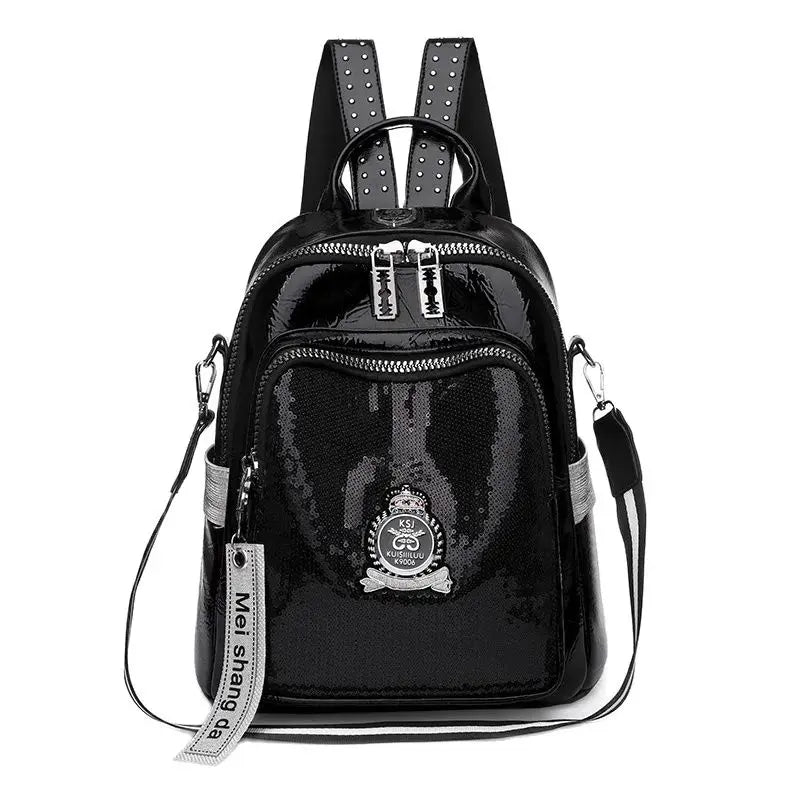 KMFFLY Damen Fashion Rucksack aus PU Leder – Designer Backpack mit reflektierenden Details, Casual Schul- & Reiserucksack für Mädchen & Frauen