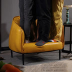 Nordischer Einzelsessel aus Leder – Moderner Luxus-Leisure-Sofastuhl für Wohnzimmer, Schlafzimmer &amp; kleine Apartments