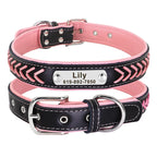 Personalisiertes PU Leder Hunde-Halsband – Geflochtenes, gepolstertes Halsband mit Gravur-Gravur für kleine, mittlere &amp; große Hunde 