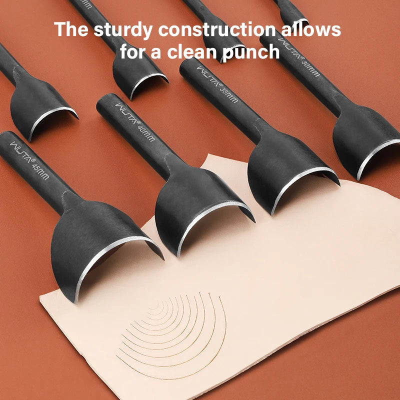 WUTA Basic Series Lederstanzen Set 5–11 tlg. – Halbmond- & Eckenstanzer aus Carbonstahl für Gürtel, Taschen & Riemenenden