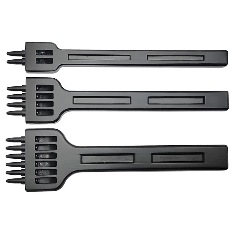 3-teiliges Leder Stichlocheisen Set 4 mm – Diamant-Lochstanzer aus legiertem Stahl für Gürtel & Lederhandwerk (2/4/6 Zähne)