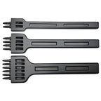 3-teiliges Leder Stichlocheisen Set 4 mm – Diamant-Lochstanzer aus legiertem Stahl für Gürtel & Lederhandwerk (2/4/6 Zähne)