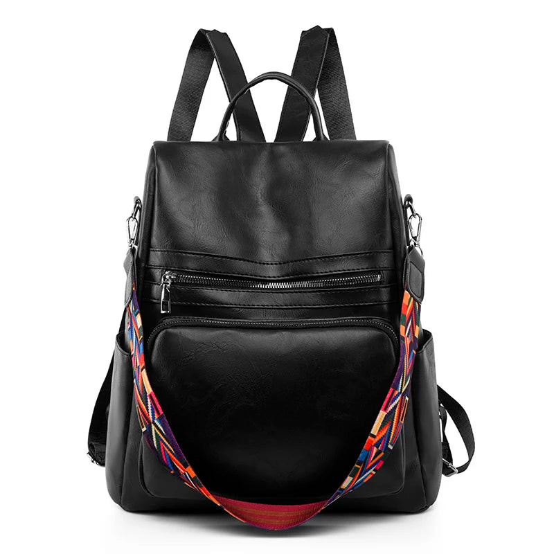 KMFFLY Damen Lederlook Rucksack Vintage – Hochwertiger Anti-Diebstahl Rucksack für Schule, Freizeit & Reisen, stilvolle Schultertasche für Frauen
