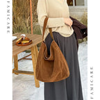 famicare 2025 Sac fourre-tout en cuir givré pour femme – Grand sac à main seau en daim, pochette Hobo minimaliste sous les bras 