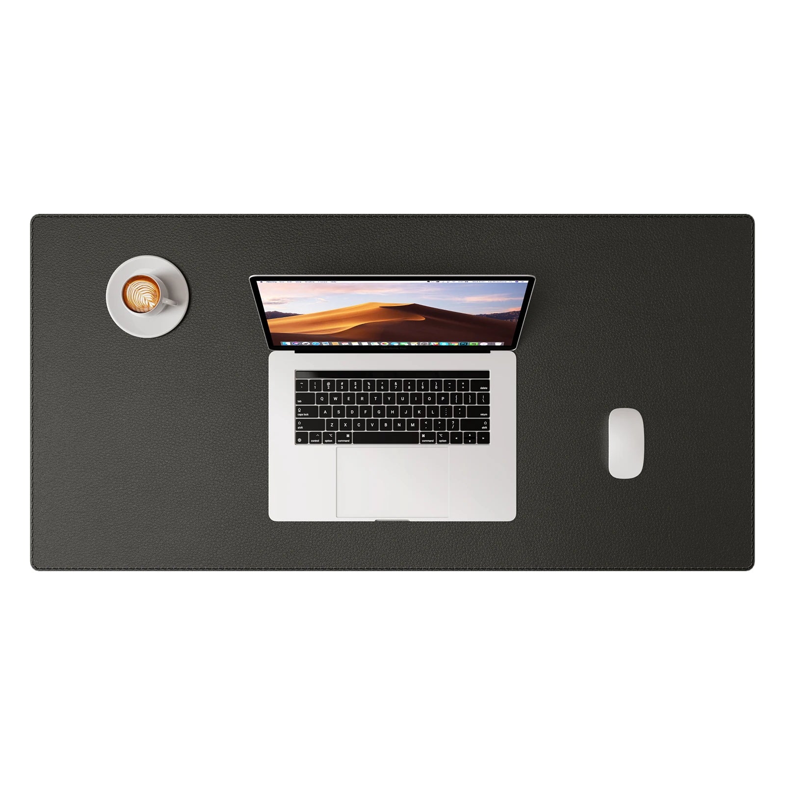 Große Leder Schreibtischunterlage mit genähten Kanten – Rutschfeste PU Leder Desk Mat & Mousepad für Büro, Homeoffice & Schule