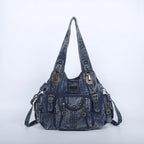 Angelkiss Damen Schultertasche aus PU-Leder – Große Hobo Handtasche mit Reißverschluss, Crossbody & Satchel für Alltag & Party