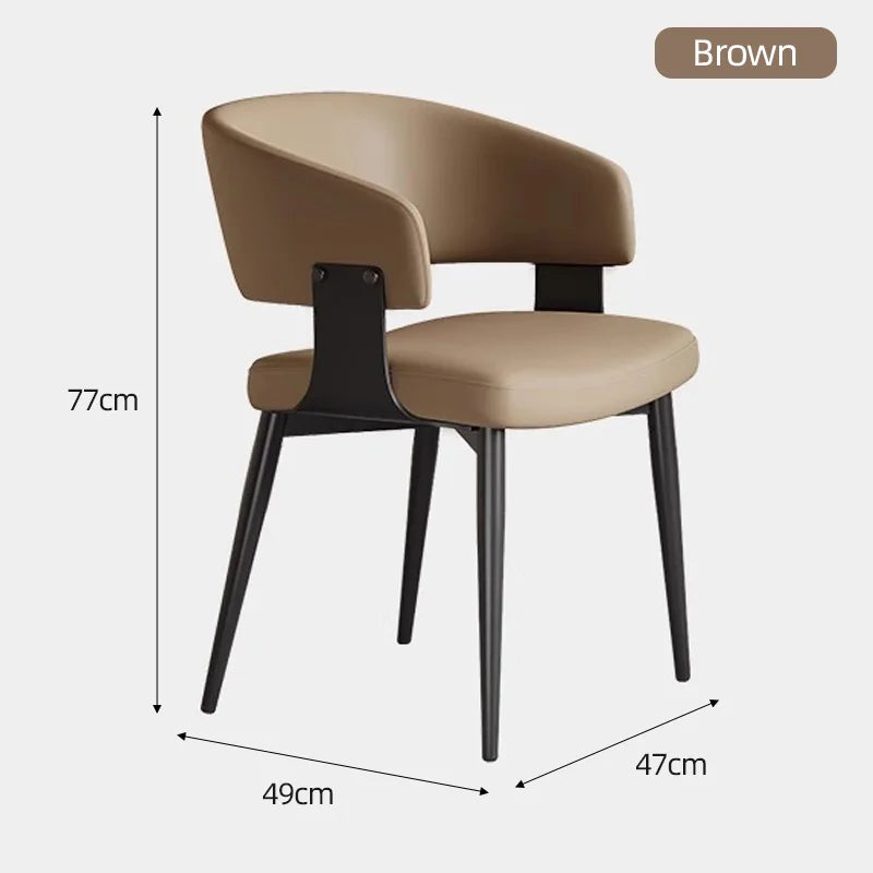 Moderne Leder-Esszimmerstühle mit umlaufender Rückenlehne – Elegante Luxus-Küchenstühle mit Stahlbeinen für Wohnzimmer, Café & Restaurant