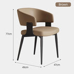 Moderne Leder-Esszimmerstühle mit umlaufender Rückenlehne – Elegante Luxus-Küchenstühle mit Stahlbeinen für Wohnzimmer, Café & Restaurant