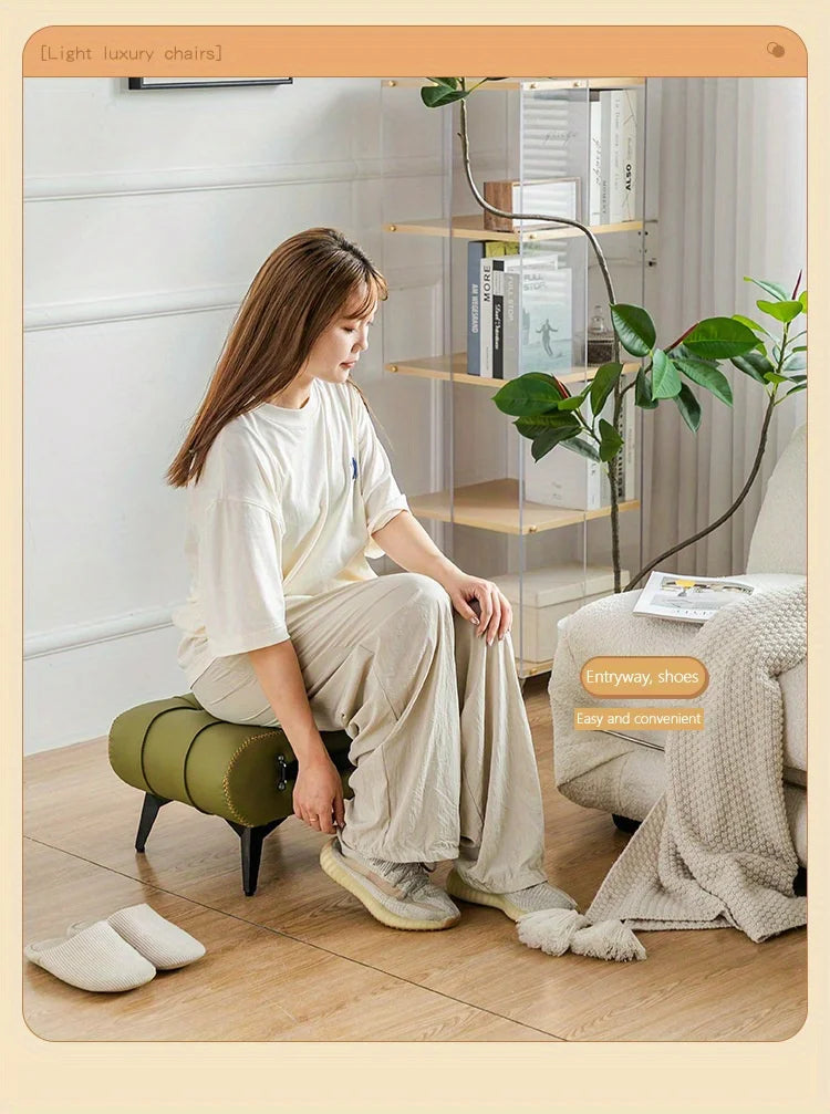 Quadratischer Lederhocker – Moderner Wohnraum-Fußhocker im amérikanisch-italienischen Stil