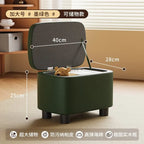 Schuhhocker mit Stauraum aus PU-Leder & Massivholz – Niedriger Sitzhocker für Flur, Wohnzimmer & Kinderzimmer