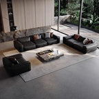 Italienisches Leder Ecksofa für das Wohnzimmer – Elegantes L-Form Design aus echtem Leder, komfortables Familien-Sofa im modernen Minimalismus