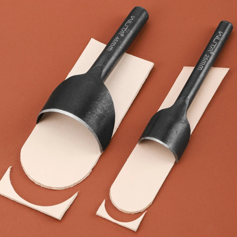 WUTA Basic Series Lederstanzen Set 5–11 tlg. – Halbmond- & Eckenstanzer aus Carbonstahl für Gürtel, Taschen & Riemenenden