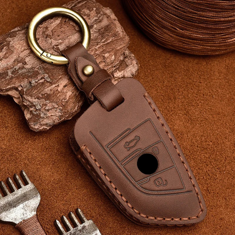 Premium Leder Autoschlüssel Hülle für BMW – Hochwertige Key Case Tasche aus Echtleder für F20, G20, G30, X1–X7 & mehr