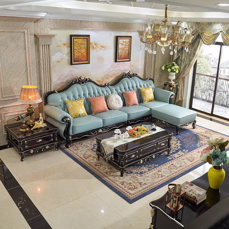 Canapé en cuir design exclusif pour la maison – Canapé moderne en forme de L sur un véritable canapé, configuration individuelle, salon de luxe 