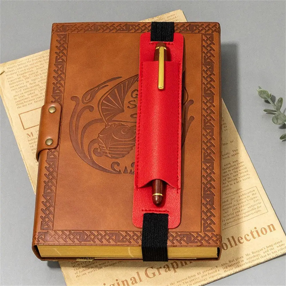 Support en cuir PU avec étui de transport – Support élégant avec bandes élastiques pour bureau, planificateur et carnet de notes 