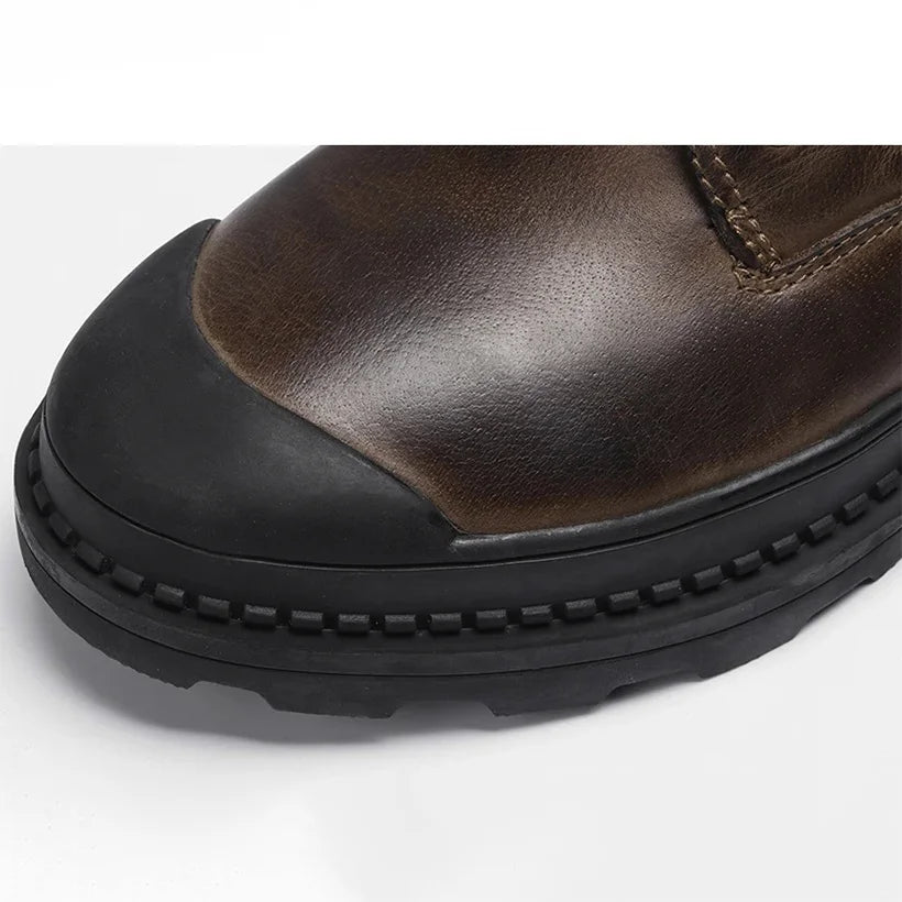 hecrafted Herren Winter Boots – Handgefertigte Retro Lederstiefel aus echtem Rindsleder, warme und bequeme Winter Schuhe