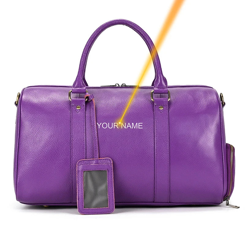 Große Reisetasche aus echtem Leder – Weiche Cowhide Travel Duffle Bag für Damen & Herren, schwarze Wochenend- & Schultertasche mit Schuhfach