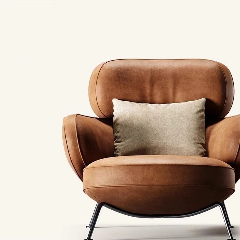 Sillón Leder más elegante en Braun – Moderner Designer-Armlehnstuhl aus Echtleder für Wohnzimmer, Hotel &amp; Salon