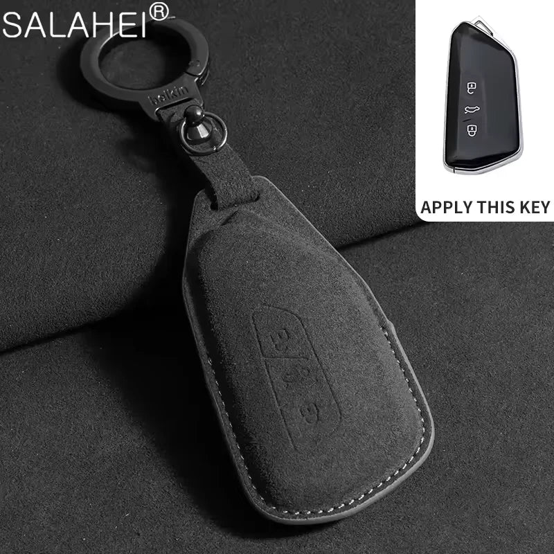Wildleder Autoschlüssel Hülle für VW, Skoda & SEAT – Premium Key Case Cover für Passat B8, Tiguan MK2, Golf 8, Octavia A7/A8 & Leon MK4
