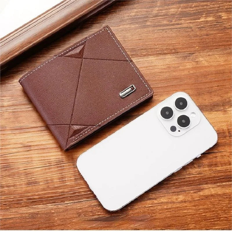 NoEnName_Null Cartera delgada de cuero para hombre – Minimalistisches Bifold Kurzportemonnaie mit Kartenfächern, Geldscheinfach und Jugend-Money Clip