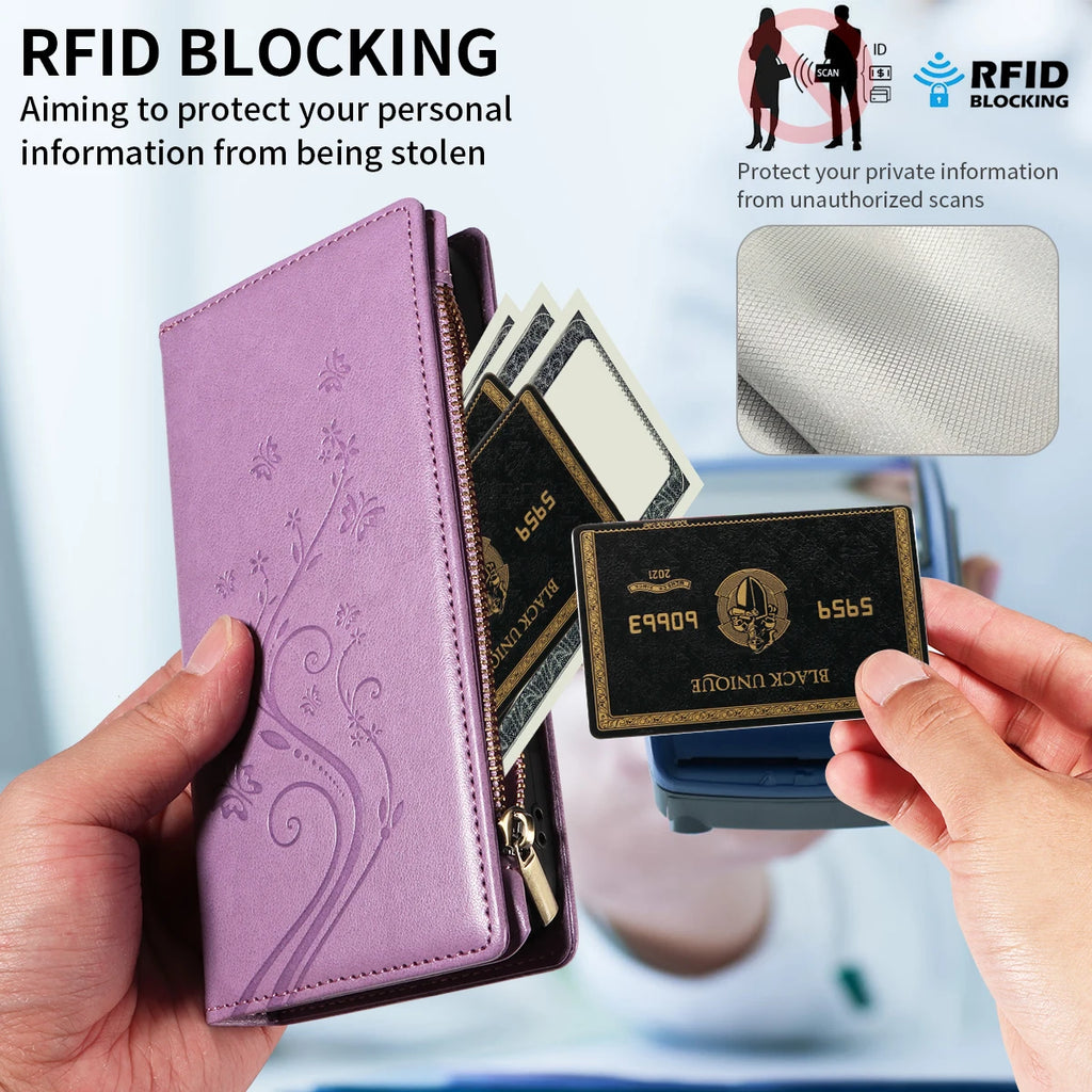 Cartera multifunción de piel sintética con tapa y tapa para iPhone 11–16e – Kartenfach, Ständer &amp; Rundumschutz