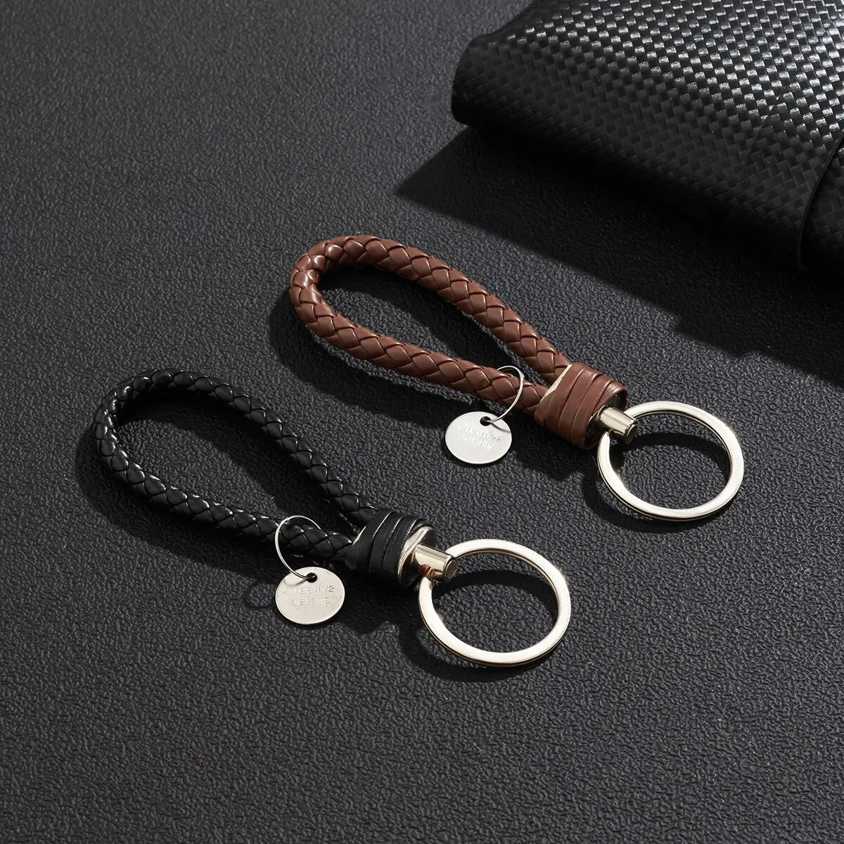 2er Set PU-Leder Schlüsselanhänger – Geflochtener Keychain & Bag-Pendant mit Metallring für Damen & Herren