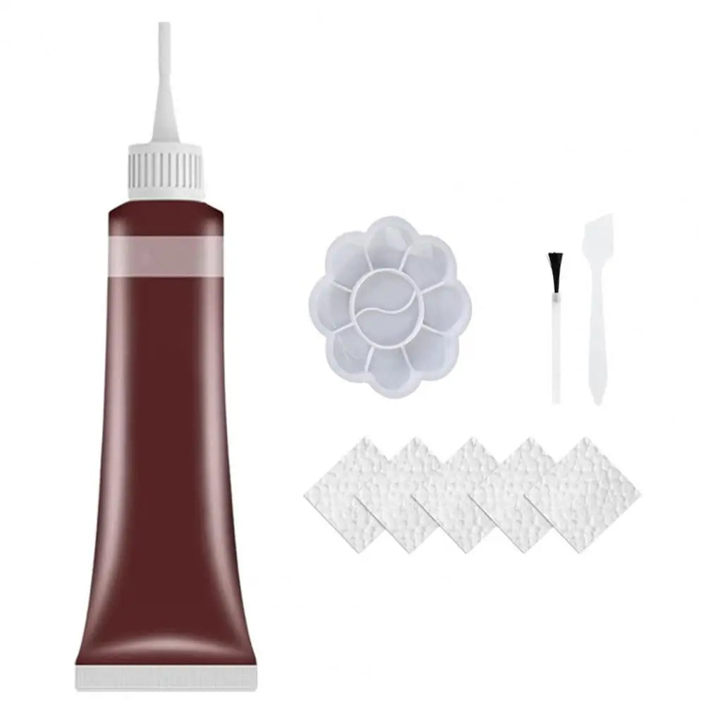 20 ml Kunstleder Reparatur Set – Färbe- & Reparaturcreme mit Pinsel & Spachtel für Autositze, Sofas & Möbel