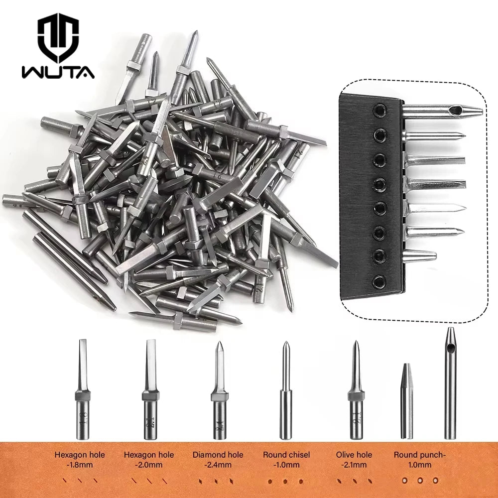 WUTA Austauschbare Rundloch- & French-Style Schlagköpfe – 20-teiliges Zubehörset für 3. Generation Leder Stichwerkzeuge