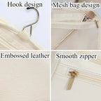 Geprägter Lederoptik Reise-Kulturbeutel – Hängender Kosmetik-Organizer mit großem Stauraum &amp; Reißverschluss