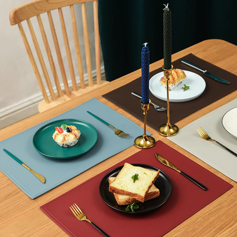 PU Leder Platzsets rund oder rechteckig (4/6 Stück) – Wasserdichte &amp; hitzeisolierende Tischsets im europäischen Stil für Hotel, Restaurant &amp; Zuhause