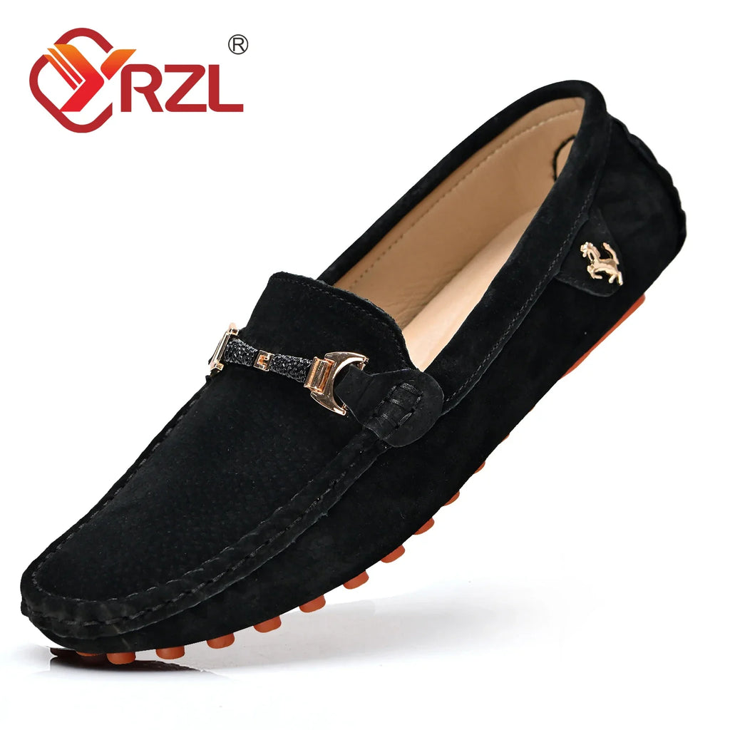 YRZL Herren Wildleder Loafer – Weiche Driving Mokassins en cuir véritable, Slip-On Flats en Übergrößen bis 48 