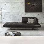 Canapé en cuir de designer italien en noir – Canapé modulaire minimaliste avec un siège confortable, flexible et flexible pour les meubles modernes 