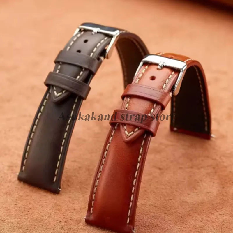 Vintage Uhrenarmband aus Oil-Wax-Leder - Correa de reloj de cuero de 18 mm a 22 mm con Dornschließe im klassischen Look para hombres y mujeres 