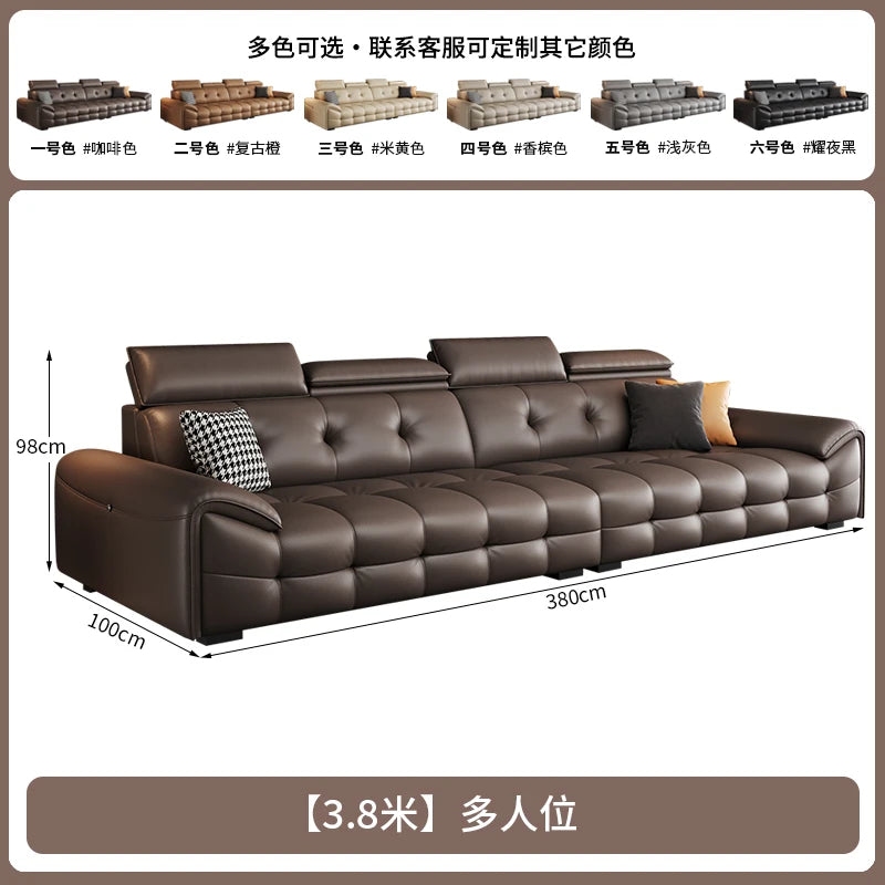 Italienisches modernes Ledersofa für das Wohnzimmer – Minimalistisches Relax Sofa aus echtem Leder mit Latex-Polsterung