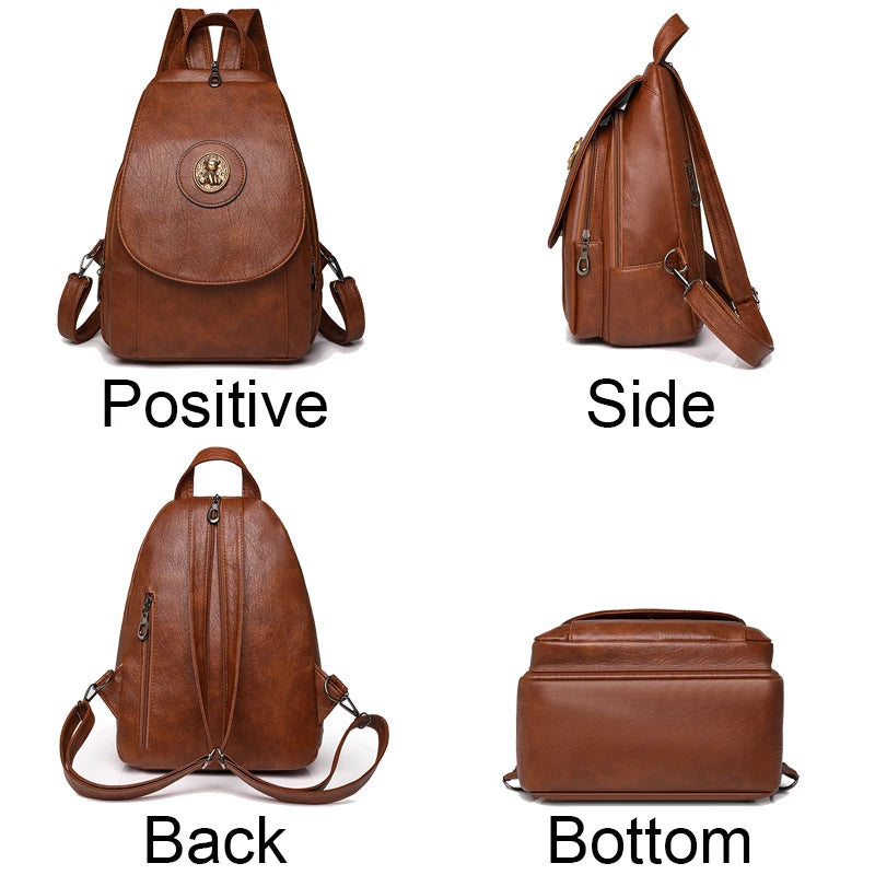 LANYIBAIGE Damen Anti-Diebstahl Rucksack – Moderner Lederlook Backpack für Schule & Alltag, multifunktionale Schulter- und Brusttasche für Mädchen