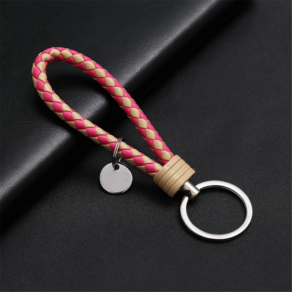 13 cm geflochtener PU-Leder Schlüsselanhänger – Farbiger Keyring für Damen &amp; Herren, modisches Auto- &amp; Taschen-Accessoire mit Metallring