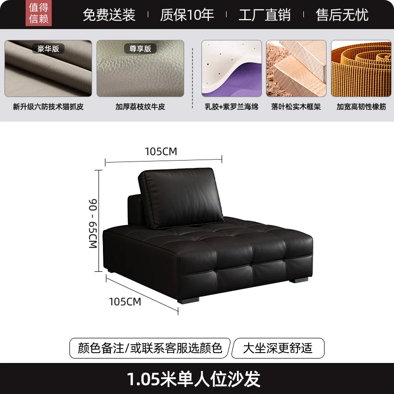 Luxuriöses Designer Leder-Ecksofa im italienischen Stil – Moderne Relax-Wohnlandschaft in L-Form aus Echtleder, individuell konfigurierbar