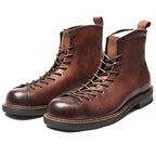 MJYTHF Herren Leder Motorradstiefel – Vintage Cowhide Ankle Boots aus echtem Leder, handgefertigt, wasserdicht