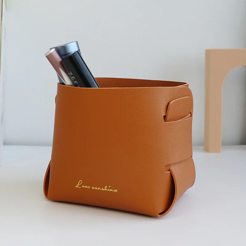 Kreative PU-Leder Aufbewahrungsbox im Nordic Style – Moderner Desktop Organizer für Schmuck, Schlüssel, Kosmetik & Dekoration