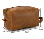 Hochwertige Kleine Reise-Kosmetiktasche aus Crazy Horse Leder – Vintage Leder Wash- &amp; Make-up Bag para hombres 